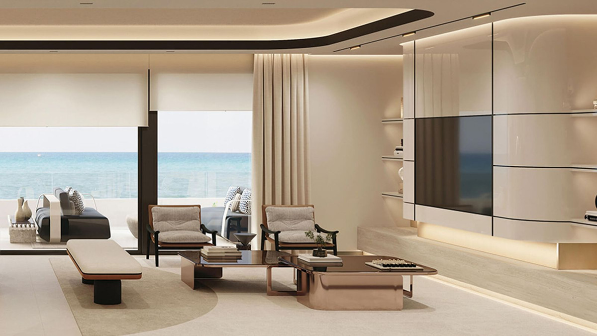 Luxe woonkamer met zeezicht in Dunique Marbella