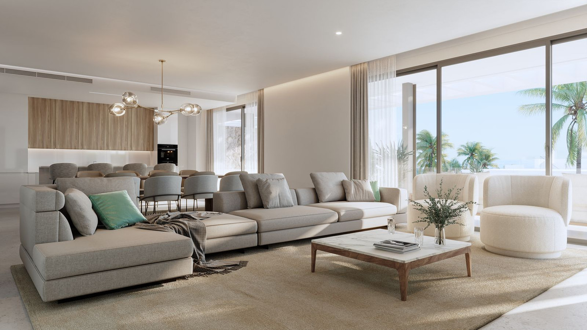Moderne woonkamer met uitzicht op de oceaan in Soul Marbella Sunlife