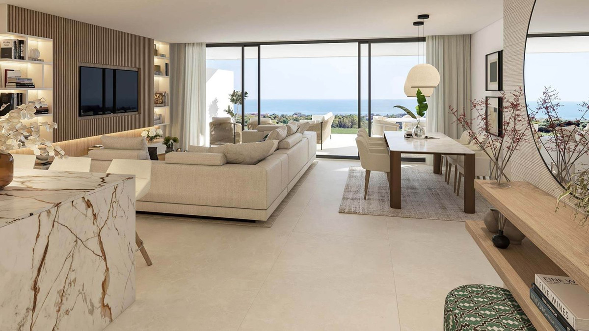 Luxe woonkamer met uitzicht op de oceaan in Aloha Forest