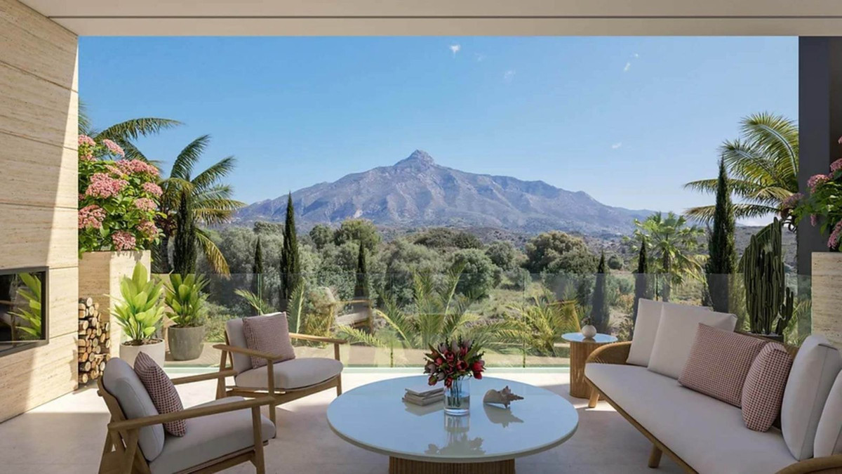 Luxe terras met uitzicht op de bergen