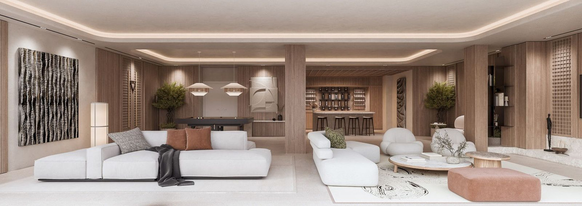 Luxe villa interieur met zithoek, bar en pooltafel