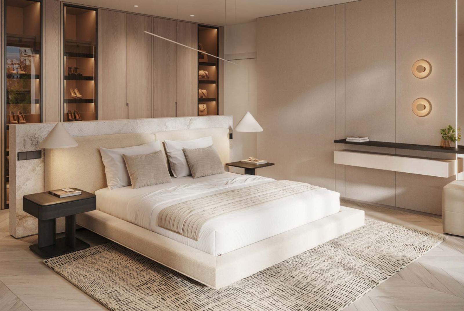 Slaapkamer met kasten en natuurlijk licht