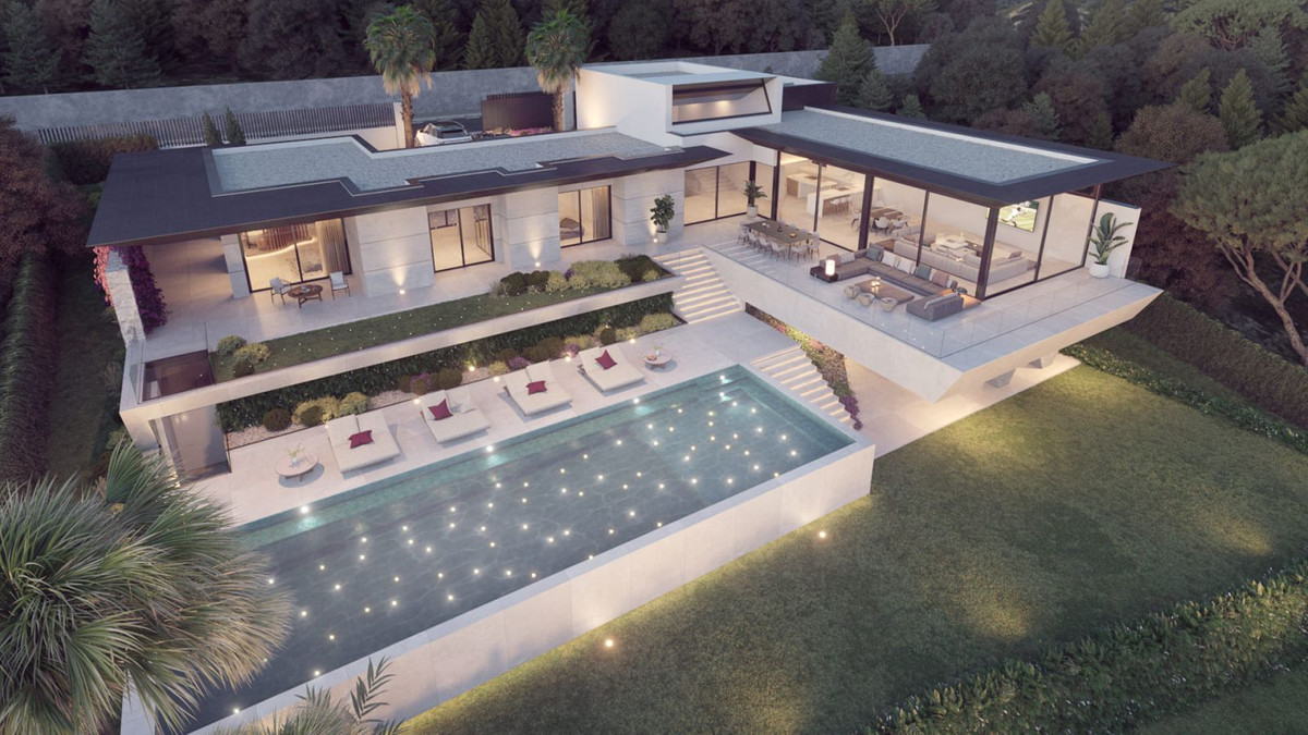 Luxe villa met zwembad, bovenaanzicht