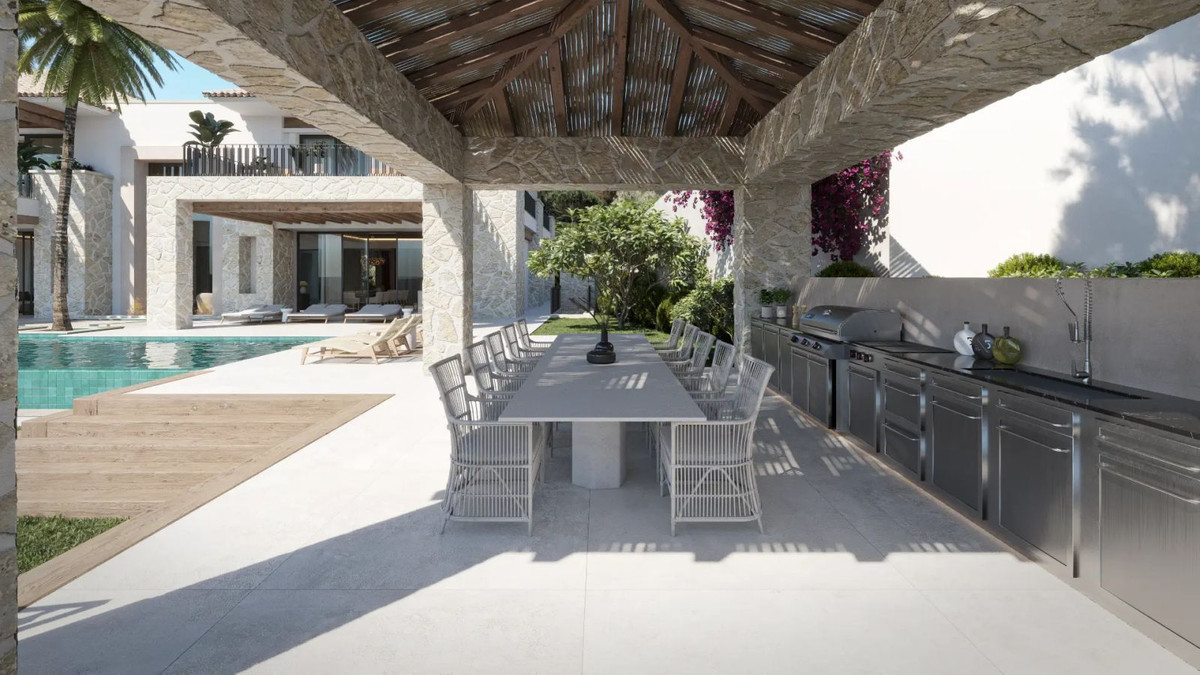 Luxe buiten dineren en keuken met zwembad in The Hills