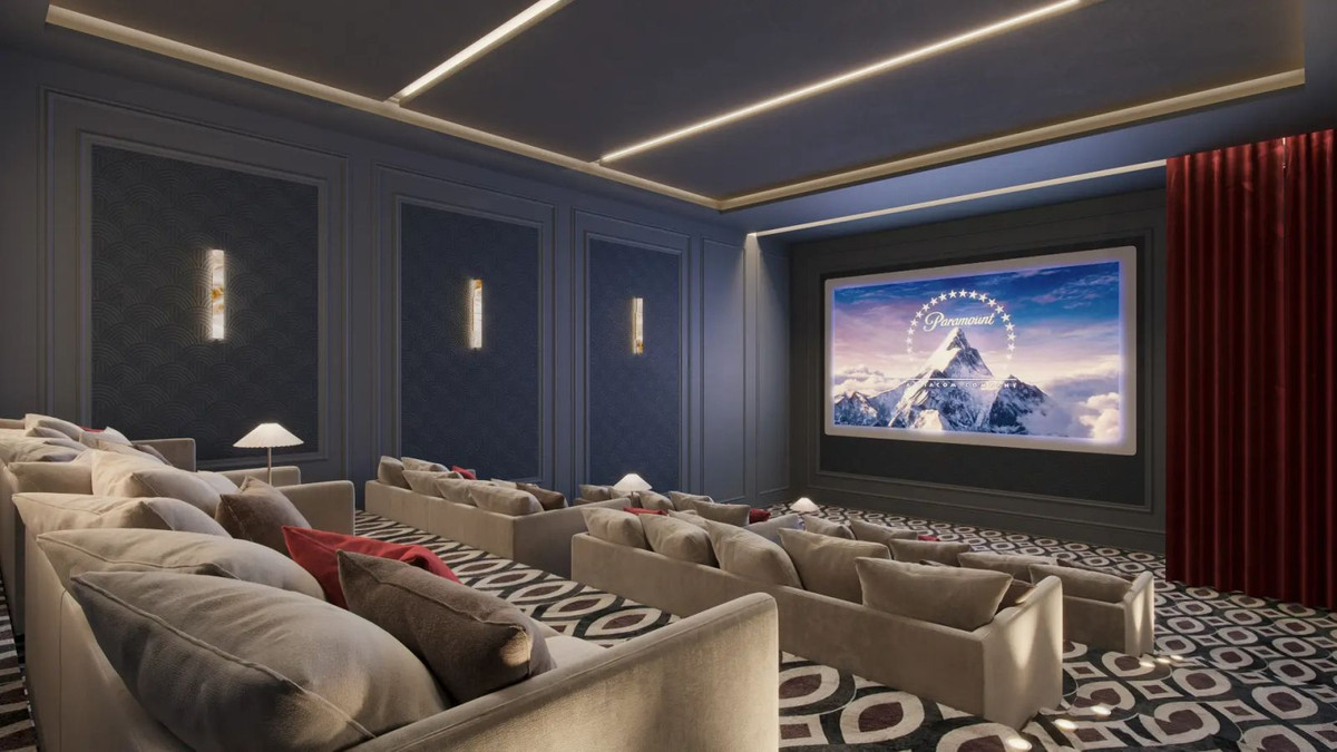 Luxe thuisbioscoop met comfortabele stoelen en groot scherm