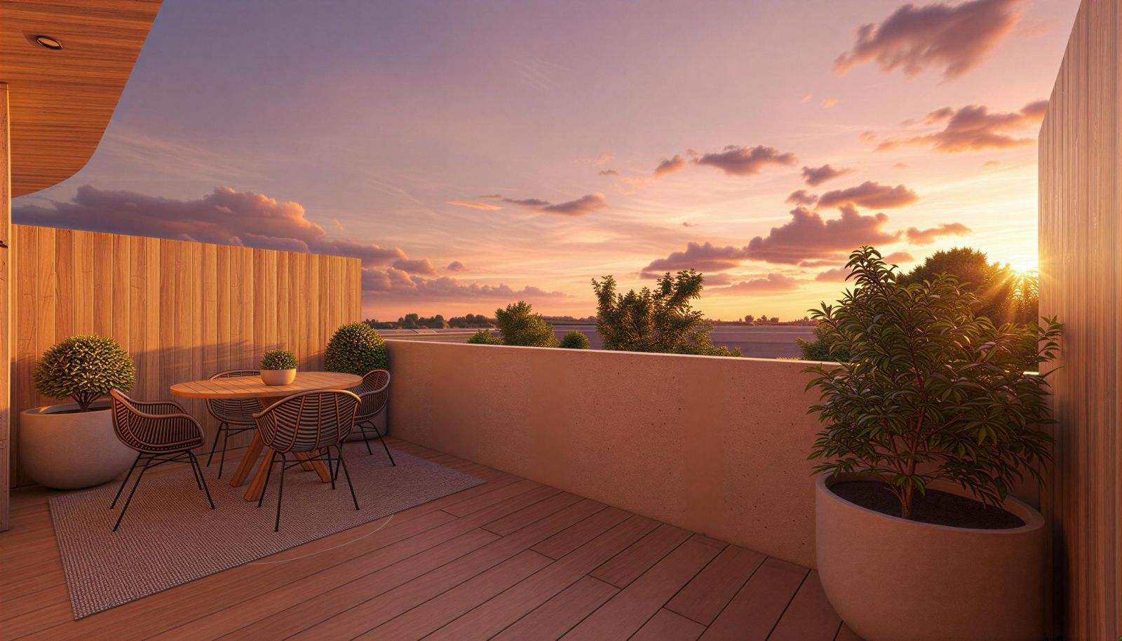 Balkon met zonsondergang in Lantana Residencial