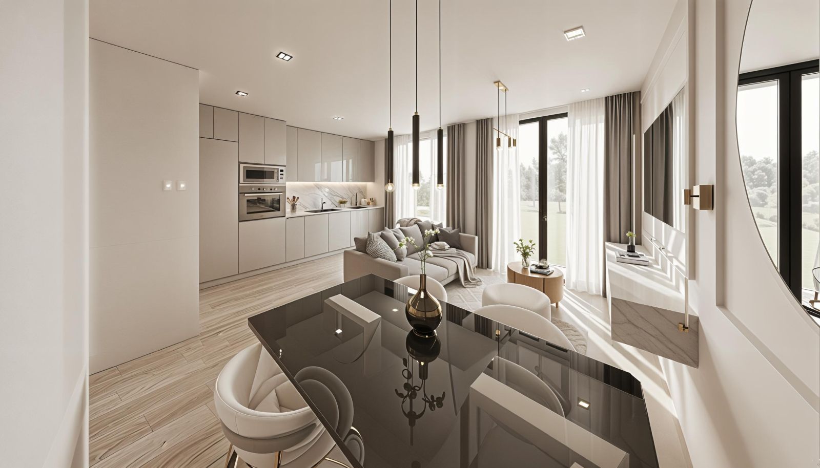 Modern appartement met open plattegrond en strak design