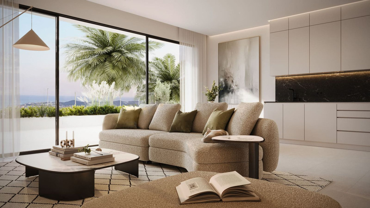 Moderne woonkamer met uitzicht bij Horizonte Village