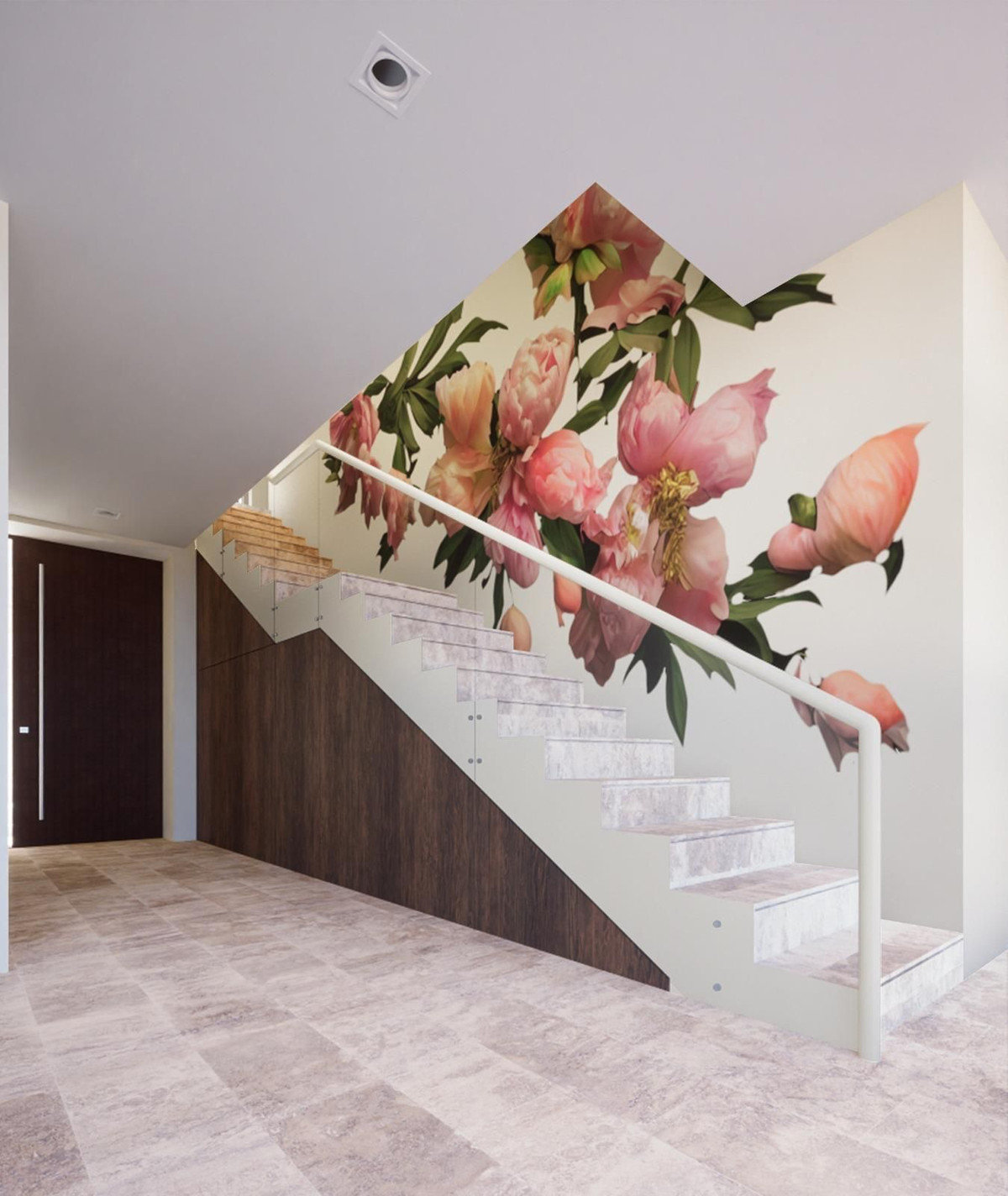 Trap met bloemenmuur ontwerp in moderne woning