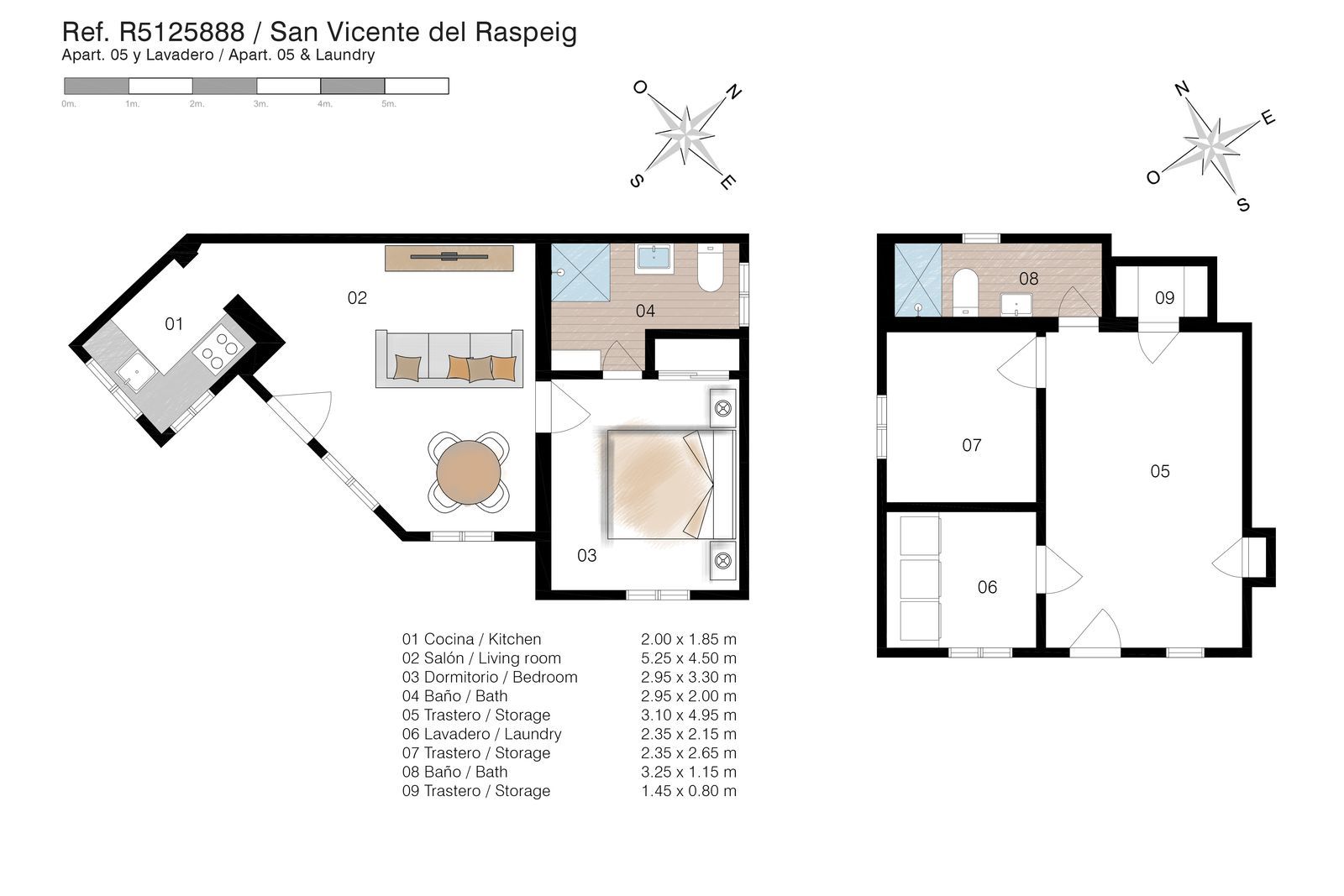 Plattegrond van appartement in San Vicente del Raspeig, Spanje.